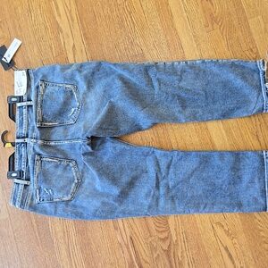 Silver Jeans Women's 32x25 Elyse Mid Rise Cropped Blue Denim